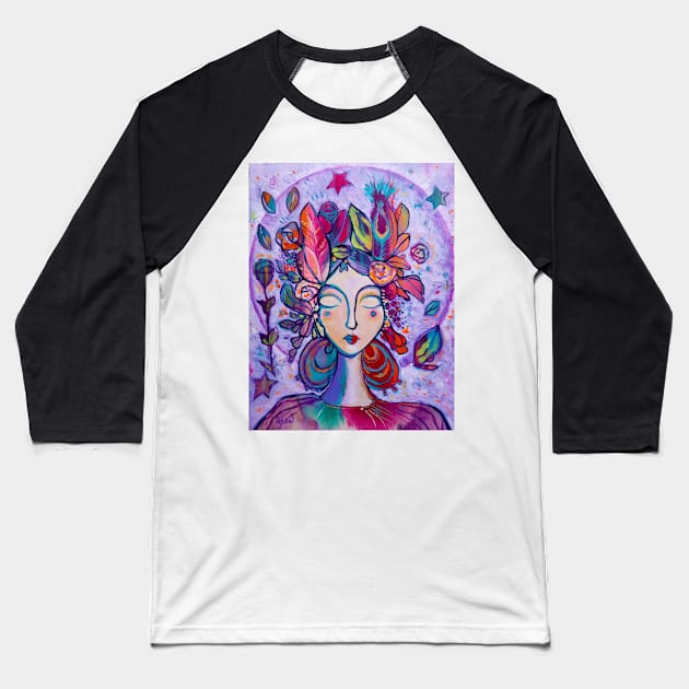 Lavender Goddess Baseball T-Shirt by gaea